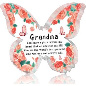 Unique Gifts for Grandma Butterfly Themed Grandparents Gift Best Birthday Presents for Great Grandmas Practical Cute from Grandkids Acrylic Plaques Heartwarming Granddaughter Gifts