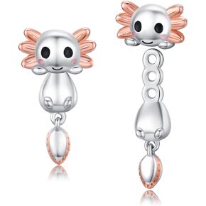 925 Sterling Silve Schnauzer/Axolotl 3D Cute Animal Stud Earrings Hypoallergenic Jewelry Gifts for Women