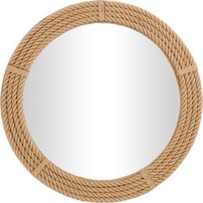 Deco 79 Jute Rope Room Wall Mirror Rope Entryway Mirror, Wall Mounted Mirror 40" x 2" x 40", Brown
