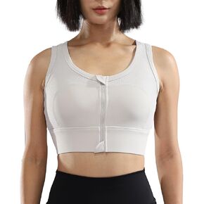 GYMAGINE Front Zip Up Sports Bras Padded High Impact Workout Sports Bras Zipper
