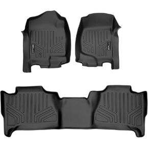 SMARTLINER Custom Fit Floor Mats 2 Row Liner Set Black for 2007-2014 Cadillac Escalade (No Hybrid Models)