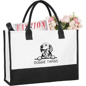 Golden Retriever Doggie Things Canvas Tote Bag Canvas Beach Bag for Women, Dog Lovers Gifts for Women, Birthday Christmas Cute Golden Gifts For Dog Mom, Dog Carrying Bag Dog Travel Bags. (021)