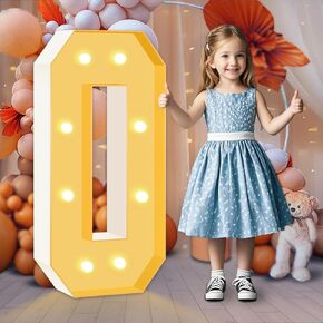 3FT Light Up Marquee Numbers, 3 Feet Tall Light Up Number 0, Mosaic Cardboard Numbers Signs for Balloon, Weddings, Birthdays, Anniversaries, Christmas, New Year's Celebrations, Easy to Assemble