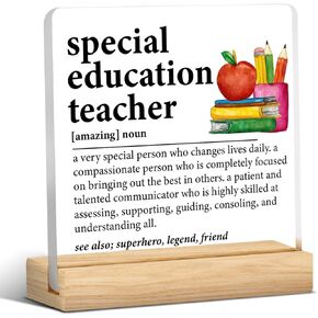Special Education Teacher Appreciation Gift, Thank You Gifts for Autism Teacher SPED Teacher, Special Education Teacher Definition Clear Desk Decorative Sign Acrylic Plaque Sign Table Shelf Desk Decor