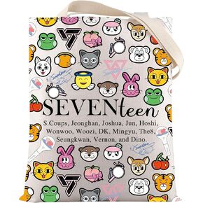 VAMSII Kpop Seventeen Album Merch K-Pop Group Band Group Tote Bag K-Pop Music Lover Gifts Seventeen Member Fans Gifts