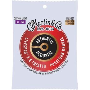 Martin Authentic Acoustic Guitar Strings - Lifespan 2.0 Treated & Martin Authentic Acoustic Guitar Strings- Superior Performance Extra Light