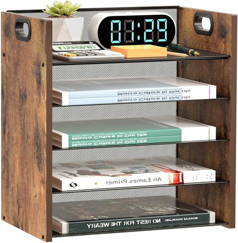 منظم ورق للمكتب - منظم مكتب خشبي، منظم مكتب من 3 طبقات بمقبض، منظم ملفات خشبي للمكتب، منظم ورق مكتب معدني، خزائن ملفات للمكتب المنزلي، المدرسة in Kuwait