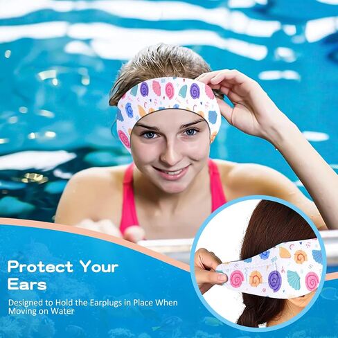 6 Pcs Swimming Headbands for Kids, Adjustable Swimming Ear Protection Bands Cute Cartoon Waterproof Swim Headbands for Girls Swimmers Age 6-12, Head Circumference 18.11-19.70 Inch in Saudi Arabia