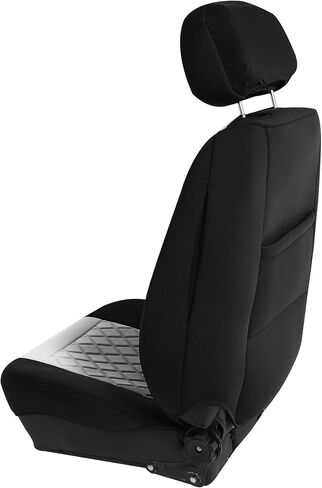 أغطية مقاعد السيارة من FH Group مصنوعة من النيوبرين - غطاء مقعد للمقاعد المنخفضة الظهر مع مسند رأس قابل للإزالة، ملاءمة عالمية، متوافق مع الوسادة الهوائية، غطاء مقعد لسيارات الدفع الرباعي والشاحنات، المجموعة الأمامية باللون البيج in Kuwait