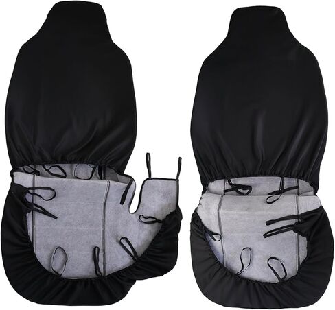 Kohnk Front Car Seat Covers for 2004-2012 Ford Ranger, Front High Back 60/40 Split Bench Seat Covers with Molded Headrests for Ford Ranger 2004 2005 2006 2007 2008 2009 2010 2011 2012 Dark Grey in Kuwait