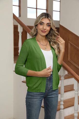 سترات نسائية مقصوصة تتغاضى عن الفساتين 3/4 كم خفيفة الوزن مجوفة من الكروشيه متماسكة سترة علوية in Kuwait