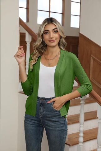 سترات نسائية مقصوصة تتغاضى عن الفساتين 3/4 كم خفيفة الوزن مجوفة من الكروشيه متماسكة سترة علوية in Kuwait