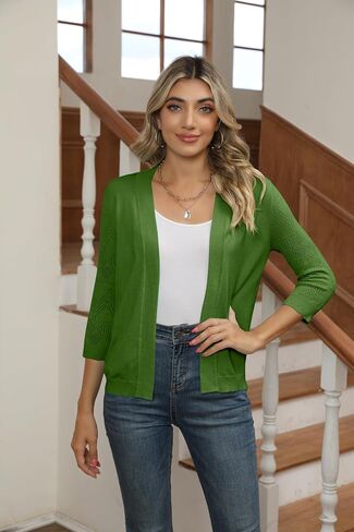 سترات نسائية مقصوصة تتغاضى عن الفساتين 3/4 كم خفيفة الوزن مجوفة من الكروشيه متماسكة سترة علوية in Kuwait