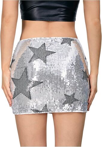 SHENHE Women's Sparkly Sequin Low Rise Rhinestone Bodycon Sexy Mini Skirt Party Skirt in Kuwait