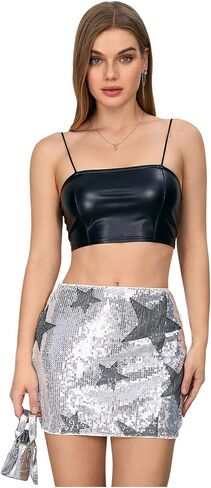 SHENHE Women's Sparkly Sequin Low Rise Rhinestone Bodycon Sexy Mini Skirt Party Skirt in Kuwait