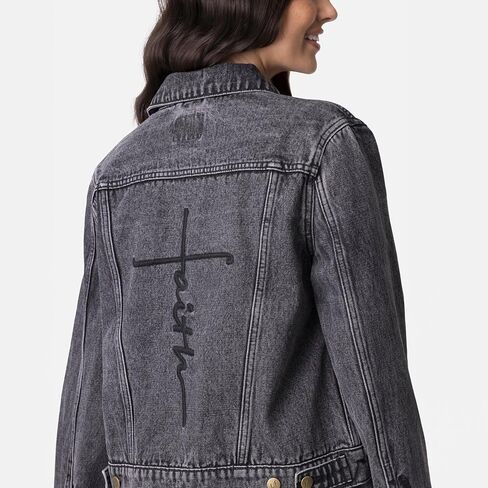 Love in Faith | Faith Cross Denim Jacket | Christian Denim Jacket for Women | Faith-Based Apparel | Christian Gifts in Saudi Arabia