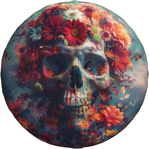 Skeleton Spare Tire Cover, Universal Wheel Tire Cover Funny Skull Skeleton Tire Protectors for Trailer RV SUV Truck Camper 17 Inch in Kuwait