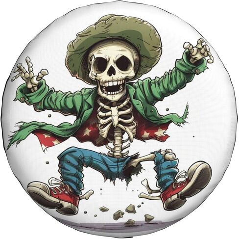 Skeleton Spare Tire Cover, Universal Wheel Tire Cover Funny Skull Skeleton Tire Protectors for Trailer RV SUV Truck Camper 17 Inch in Kuwait