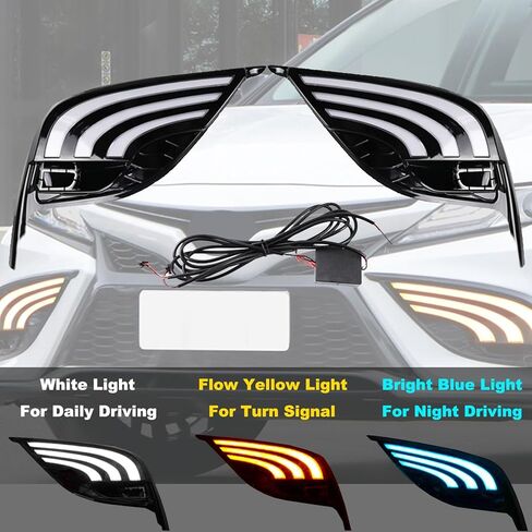 مصابيح ضباب أمامية LED، مصابيح تشغيل نهارية بيضاء (DRL) مصابيح إشارة الانعطاف الديناميكية الكهرمانية، مصابيح زرقاء منخفضة الشعاع متوافقة مع Toyota Camry 2021-2022 SE XSE TRD in Kuwait