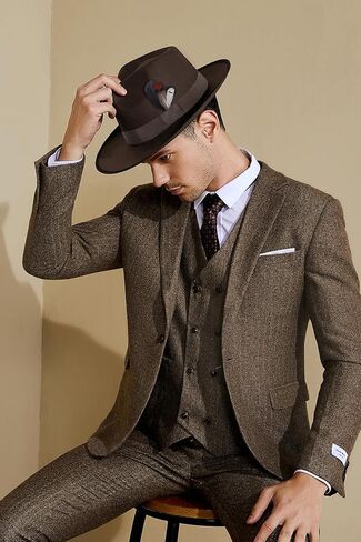 BABEYOND Fedora Hats Cap for Men Women Wide Brim Hat 1920s Gatsby Panama Costume Accessories in Saudi Arabia