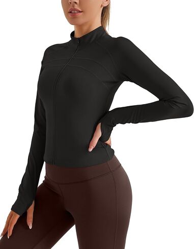 Women's Athletic Full Zip Lightweight Workout Slim Fit Jacket with Thumb Holes for Warm-Up, Running,Yoga in Kuwait