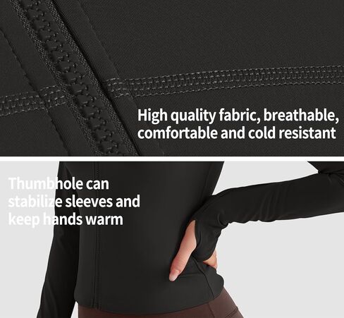 Women's Athletic Full Zip Lightweight Workout Slim Fit Jacket with Thumb Holes for Warm-Up, Running,Yoga in Kuwait