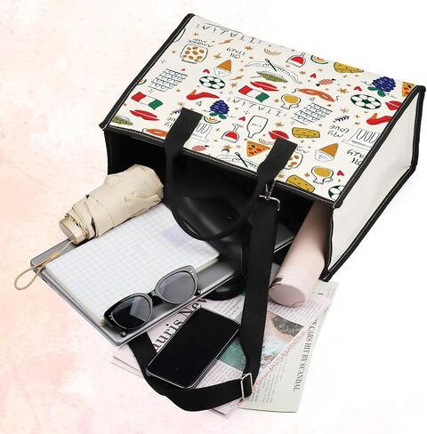 BWWKTOP Italy Canvas Tote Bag Italy Souvenir Gifts Italia Shopping Bag Italia Land Icons Shoulder Bag in Saudi Arabia