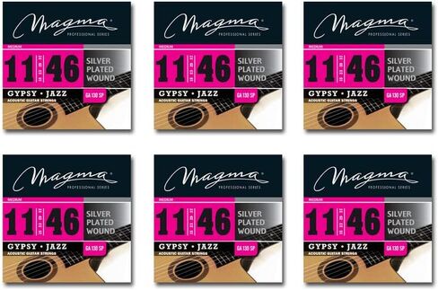 Magma Light Acoustic Guitar Strings - 1 Set of 10-48 Gauge Silver Plated Gypsy Jazz 1 Round Wound Acoustic Guitar String Set (.010" - .048") - GA120SP in Saudi Arabia
