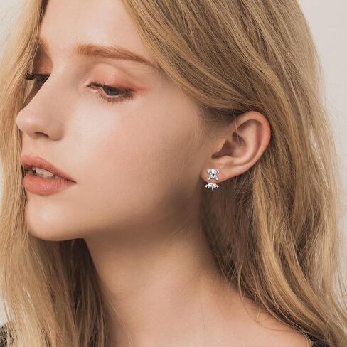 925 Sterling Silve Schnauzer/Axolotl 3D Cute Animal Stud Earrings Hypoallergenic Jewelry Gifts for Women in Saudi Arabia