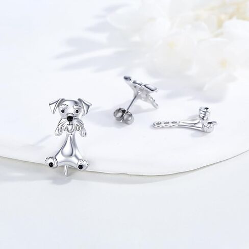 925 Sterling Silve Schnauzer/Axolotl 3D Cute Animal Stud Earrings Hypoallergenic Jewelry Gifts for Women in Saudi Arabia