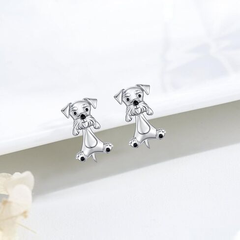 925 Sterling Silve Schnauzer/Axolotl 3D Cute Animal Stud Earrings Hypoallergenic Jewelry Gifts for Women in Saudi Arabia