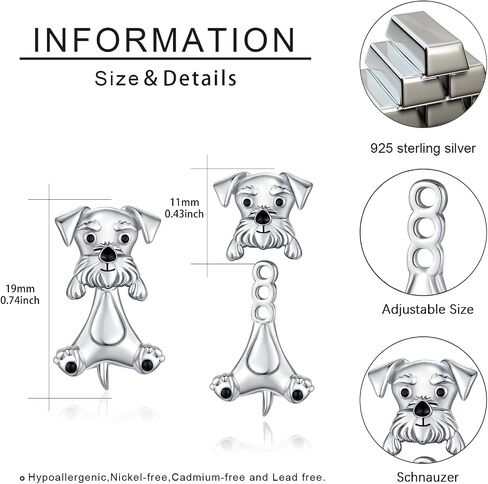 925 Sterling Silve Schnauzer/Axolotl 3D Cute Animal Stud Earrings Hypoallergenic Jewelry Gifts for Women in Saudi Arabia