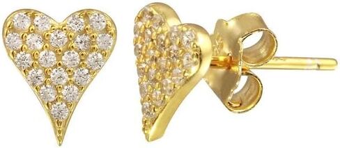 SHYMI 18K Gold Filled Elongated Pave Heart Studs in Saudi Arabia