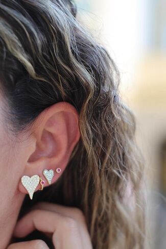 SHYMI 18K Gold Filled Elongated Pave Heart Studs in Saudi Arabia
