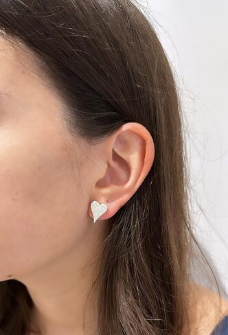 SHYMI 18K Gold Filled Elongated Pave Heart Studs in Saudi Arabia