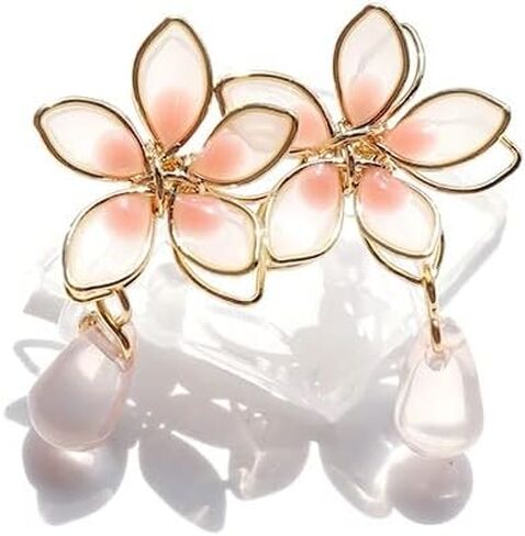 Cherry Blossom Delight - Radiate Elegance with Our Mori-Inspired Enamel Flower Earrings Featuring an Exquisite Asymmetrical Design, Dripping Oil Effect, 925 Silver Needles.Can wear Them All Day. Perfect for Any Occasion - A Must-Have Addition to Your Jewe in Kuwait