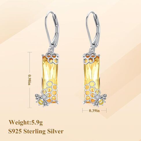 Bee Earrings Dangle Drop Leverback Sterling Silver Crystal Earrings Women Jewelry Hoop Dangly Earrings for Mother's Day Birthday Christmas in Kuwait