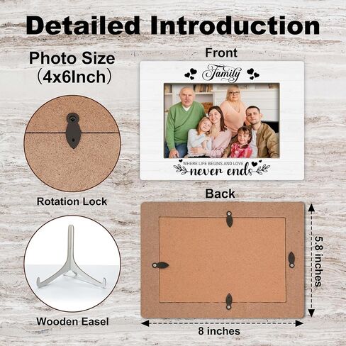 YSTEP Family Picture Frame, Family The People You Live For, Laugh With And Love Most Picture Frame, Love Picture Frame, Wood 4x6 Photo Frame for Desk Display-B21 in Saudi Arabia