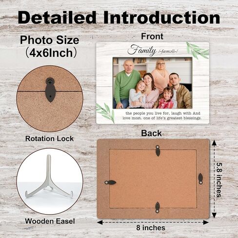 YSTEP Family Picture Frame, Family The People You Live For, Laugh With And Love Most Picture Frame, Love Picture Frame, Wood 4x6 Photo Frame for Desk Display-B21 in Saudi Arabia