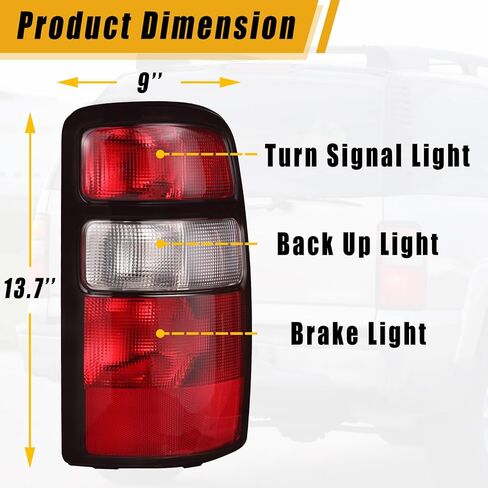 Boine Tail Light Compatible With 2000 2001 2002 2003 2004 2005 2006 Chevy Tahoe Suburban 1500 2500 GMC Yukon Driver and Passenger Side Rear Light Brake Lamps (Black Edge Clear Lens) in Saudi Arabia