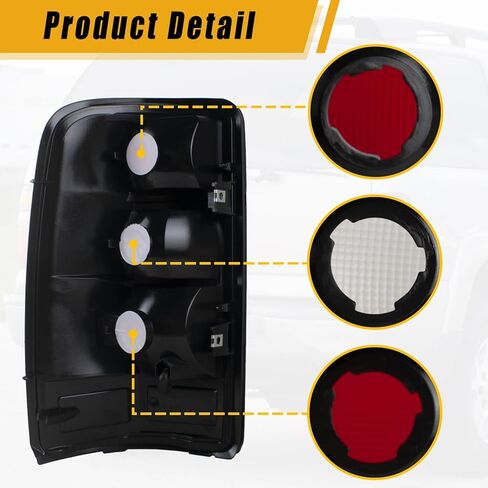 Boine Tail Light Compatible With 2000 2001 2002 2003 2004 2005 2006 Chevy Tahoe Suburban 1500 2500 GMC Yukon Driver and Passenger Side Rear Light Brake Lamps (Black Edge Clear Lens) in Saudi Arabia