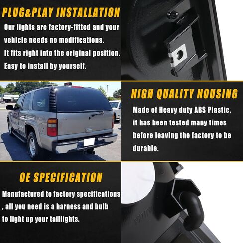 Boine Tail Light Compatible With 2000 2001 2002 2003 2004 2005 2006 Chevy Tahoe Suburban 1500 2500 GMC Yukon Driver and Passenger Side Rear Light Brake Lamps (Black Edge Clear Lens) in Saudi Arabia