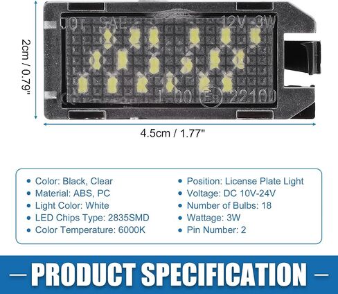 مجموعة مصابيح لوحة ترخيص LED بيضاء 6000K للسيارة 68228927AA 2835SMD لسيارة جيب جراند شيروكي 2017-2021 لسيارة جيب باتريوت 2015-2017 ABS أسود شفاف (مجموعة من 2) in Saudi Arabia