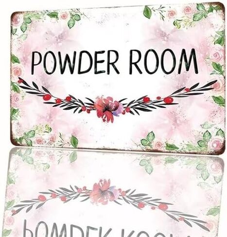 Powder Room Decor - Farmhouse Accessories - Rustic Sign - Wall Art, Bathroom Door Sign - Housewarming Gifts - 12x8 inch Tin Sign in Saudi Arabia
