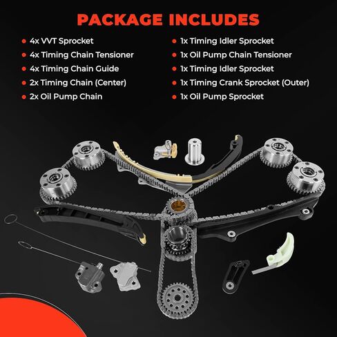 مجموعة سلسلة التوقيت مع VVT، مناسبة لسيارة جيب جراند شيروكي رانجلر، لسيارة دودج جورني كارافان دورانجو تشارجر تشالنجر أفنجر، لكرايسلر تاون كانتري، لرام 1500 2500 3500-3.2/3.6 لتر V6 in Kuwait