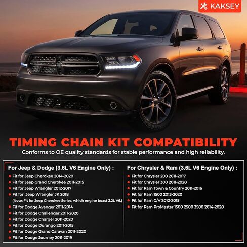 مجموعة سلسلة التوقيت مع VVT، مناسبة لسيارة جيب جراند شيروكي رانجلر، لسيارة دودج جورني كارافان دورانجو تشارجر تشالنجر أفنجر، لكرايسلر تاون كانتري، لرام 1500 2500 3500-3.2/3.6 لتر V6 in Kuwait