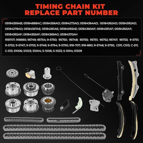 مجموعة سلسلة التوقيت مع VVT، مناسبة لسيارة جيب جراند شيروكي رانجلر، لسيارة دودج جورني كارافان دورانجو تشارجر تشالنجر أفنجر، لكرايسلر تاون كانتري، لرام 1500 2500 3500-3.2/3.6 لتر V6 in Kuwait