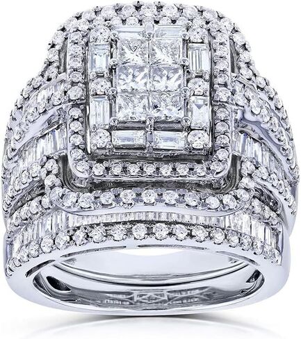925 Sterling Silver Luxury Exaggerated Women's Full Diamond Cubic Zirconia Promise Ring CZ Diamond Multi Row Ring Eternal Engagement Wedding Jewelry-Making-Patterns in Kuwait
