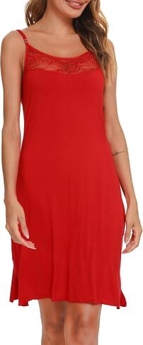 Vlazom Women's Slip Dress Soft Full Slip Wavy Hemline Spaghetti Strap Chemises Negligee Nightgown in Kuwait