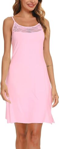 Vlazom Women's Slip Dress Soft Full Slip Wavy Hemline Spaghetti Strap Chemises Negligee Nightgown in Kuwait